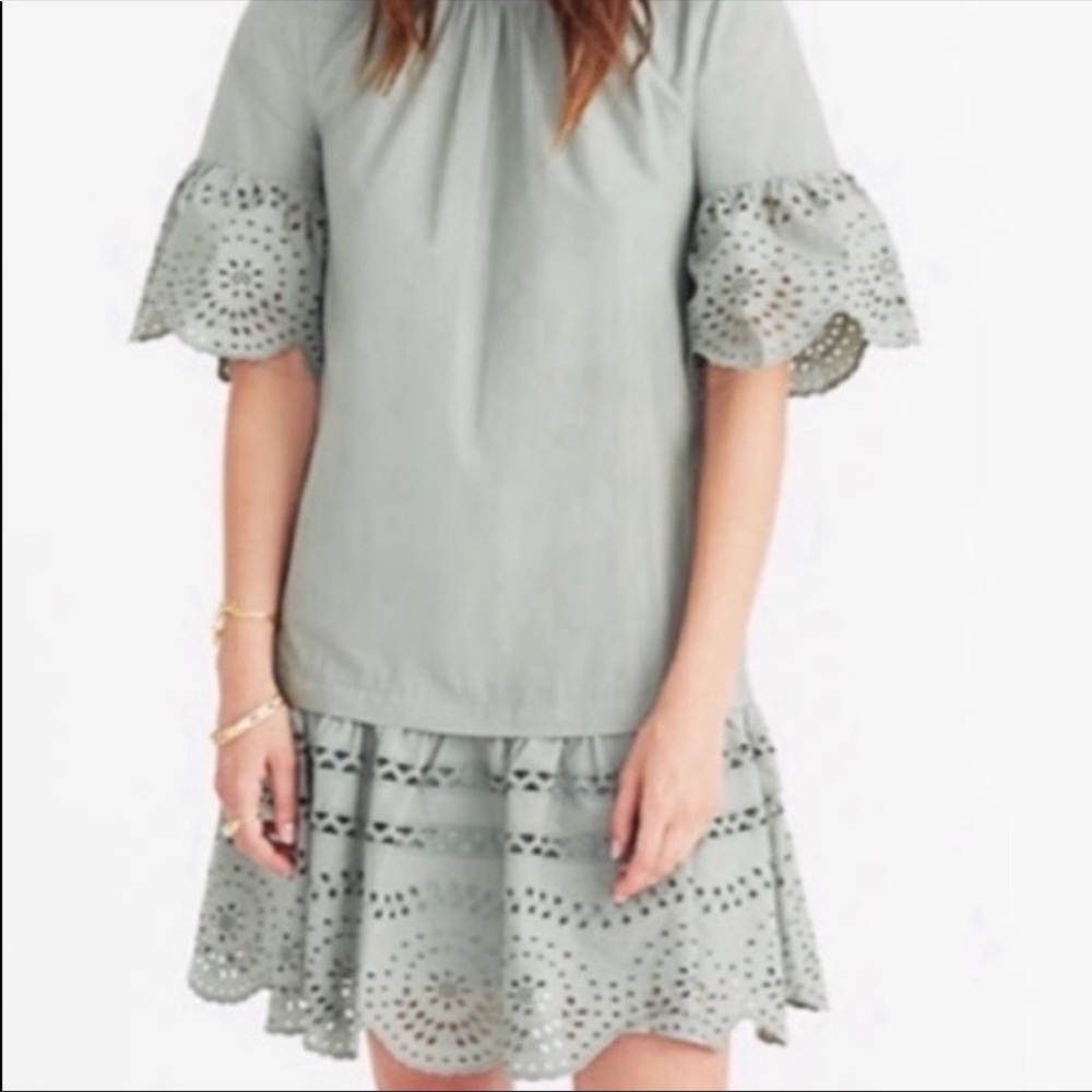 NWT Madewell Eyelet Ruffle Short Sleeve Dress S
